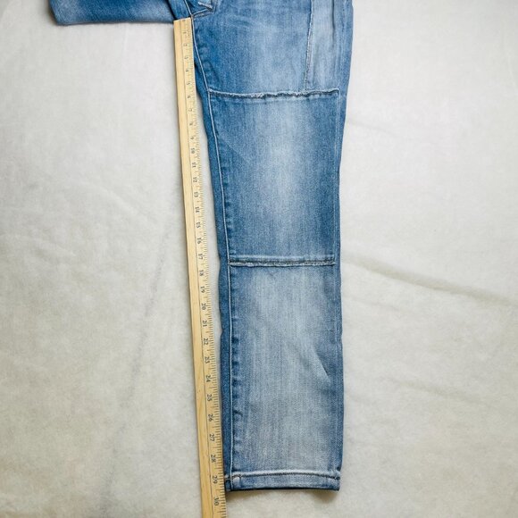 Soho Womens Blue Denim Patchwork Cross Over Straight Leg Legging Jeans Size 14 - Picture 5 of 10